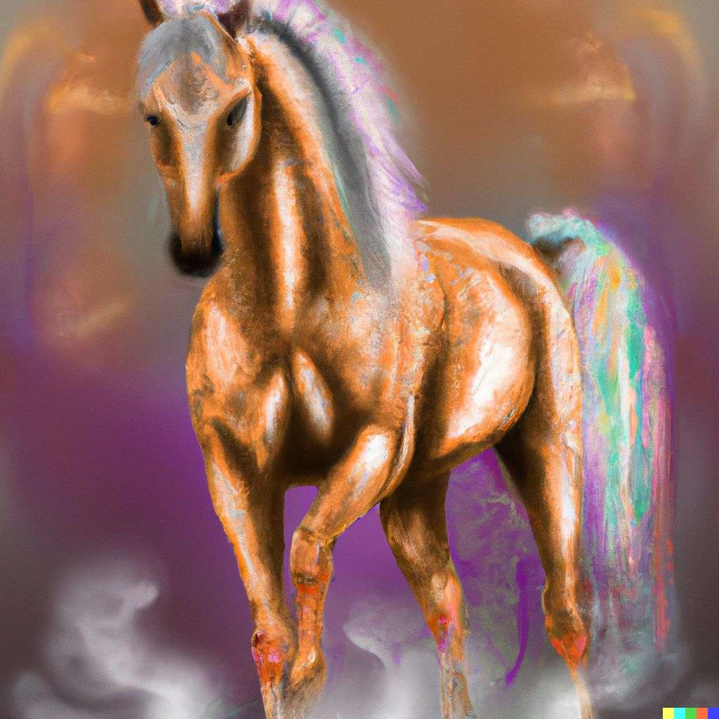 a horse, digital painting, iridescent